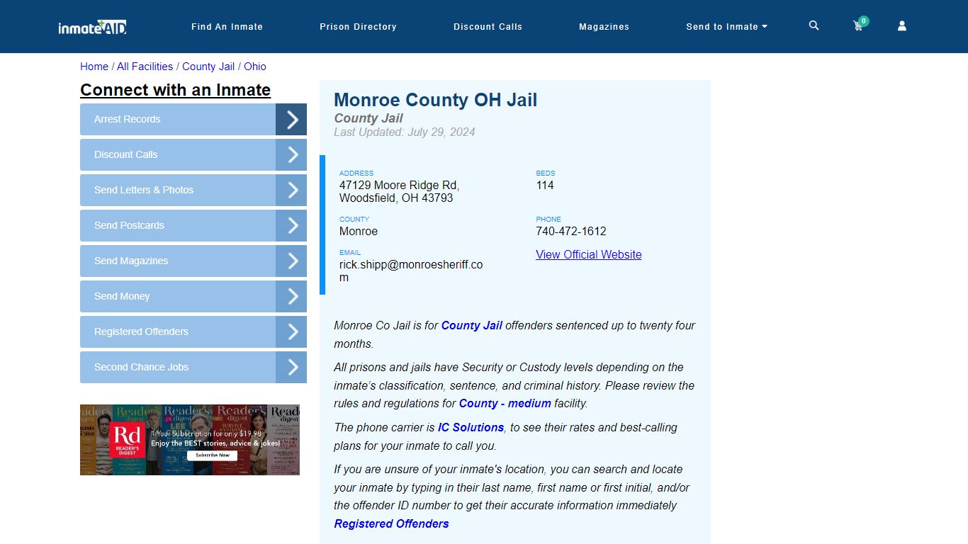 Monroe County OH Jail - Inmate Locator